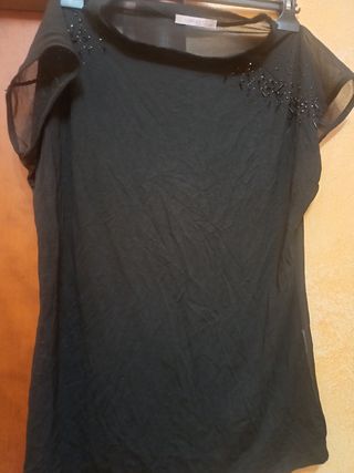 Blusa con strass e retro velato