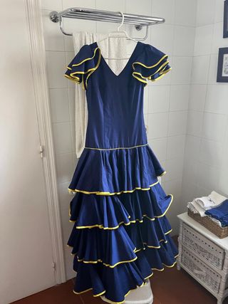 Traje Flamenca Azul - Amarillo