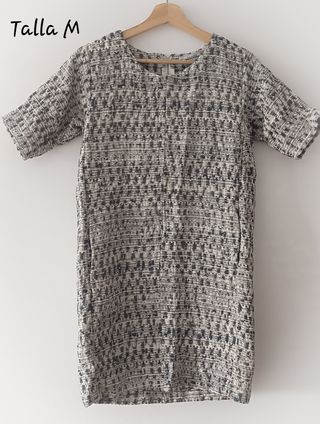 Vestido beige y azul