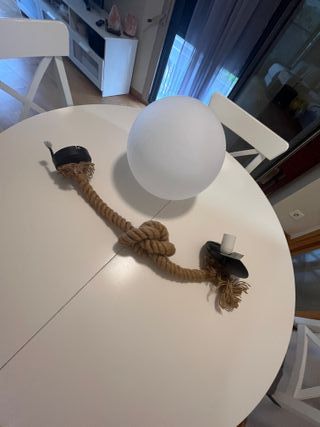 Lámpara techo cuerda-nudo blanco