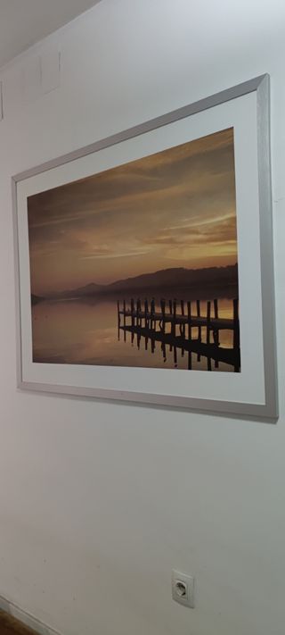 Cuadro grande paisaje lago - marco aluminio 