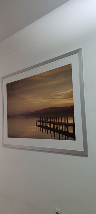 Cuadro grande paisaje lago - marco aluminio 