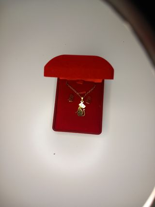 Conjunto Collar y Pendientes Gato Dorado