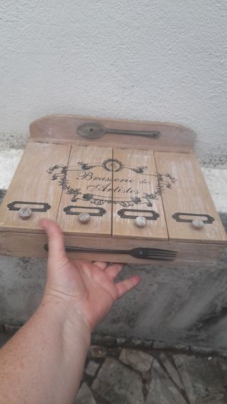 Portaposate/Tisane in legno beige