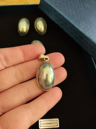 Anillo, pendientes, colgante Vintage perlas
