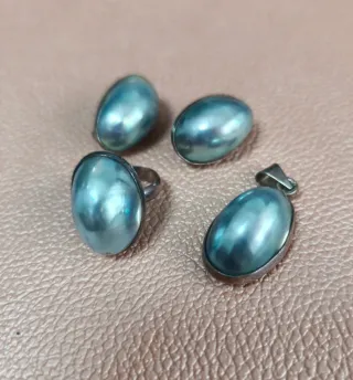 Anillo, pendientes, colgante Vintage perlas