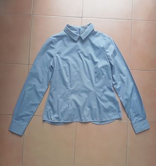 Blusa manga larga Uterqüe mujer azul