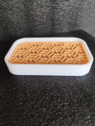 Jabonera naranja y blanca 3D