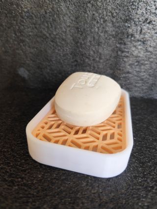 Jabonera naranja y blanca 3D