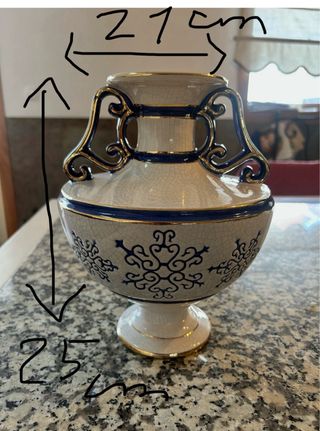 Jarra Cerâmica Azul e Branca