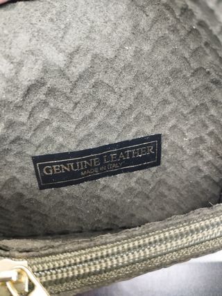 Monedero efecto  trenzado  verde Genuine leather 