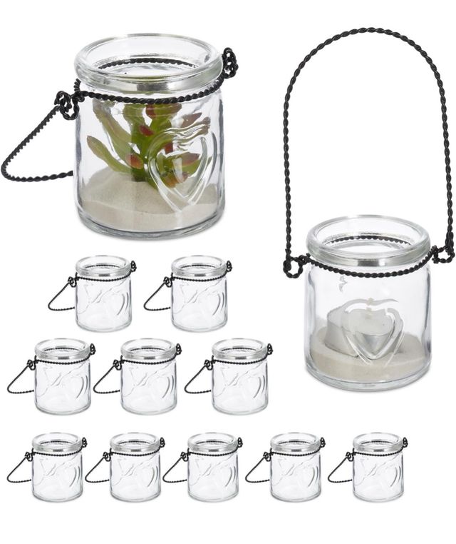 Farolillos portavelas de cristal con corazón