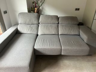 Sofá chaise longue gris