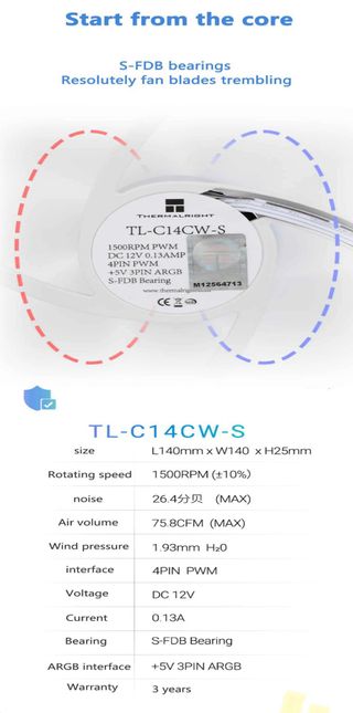 Thermalright TL-C14CW-S Ventola 140mm ARGB
