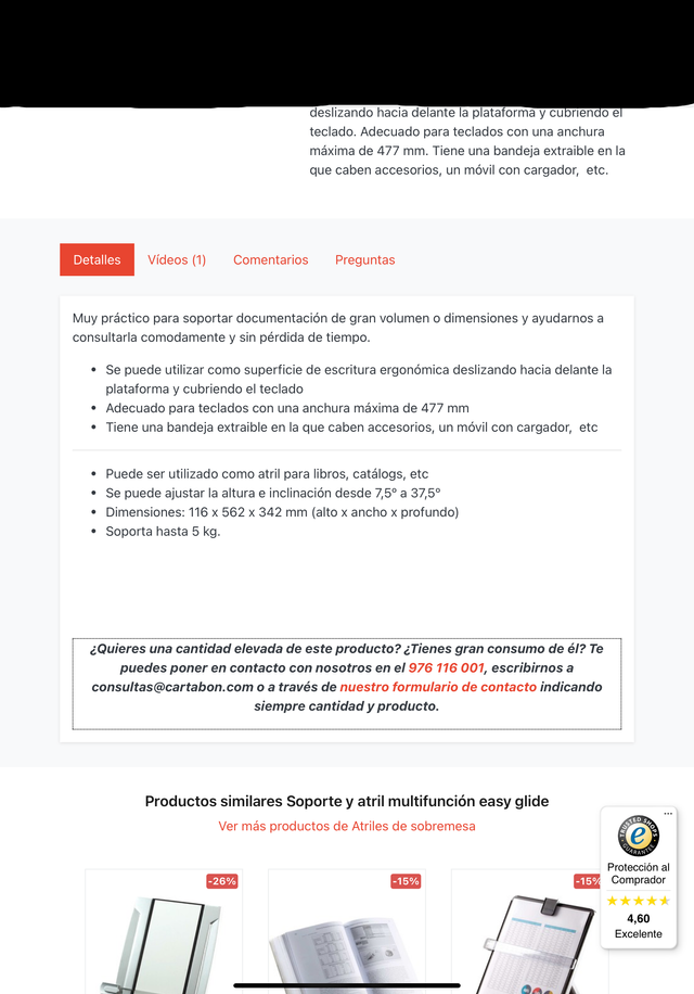 Soporte atril Fellowes Easy Glide