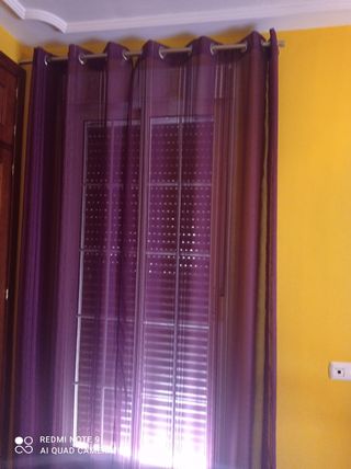 Cortinas moradas - 2 uds Y barra con dos soportes