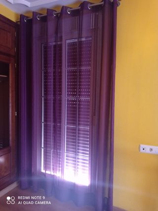 Cortinas moradas - 2 uds Y barra con dos soportes