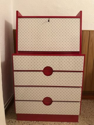 Mueble bar vintage rojo años 60