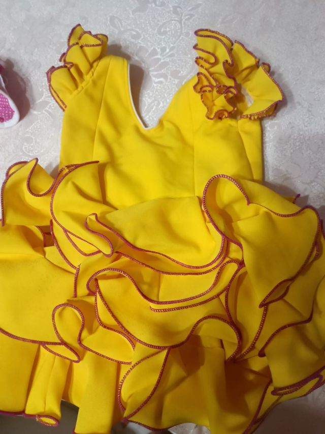 Vestido Flamenca niña - Amarillo talla 4