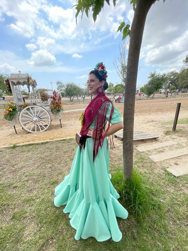 Bata rociera verde agua