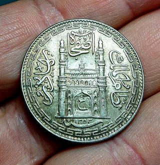 1 Rupia India Hyderabad 1924 Argento Silver Rupee