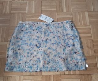 Minifalda Zara azul lentejuelas