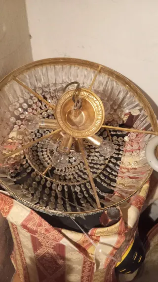 Gran lámpara Araña Cristal techo dorada