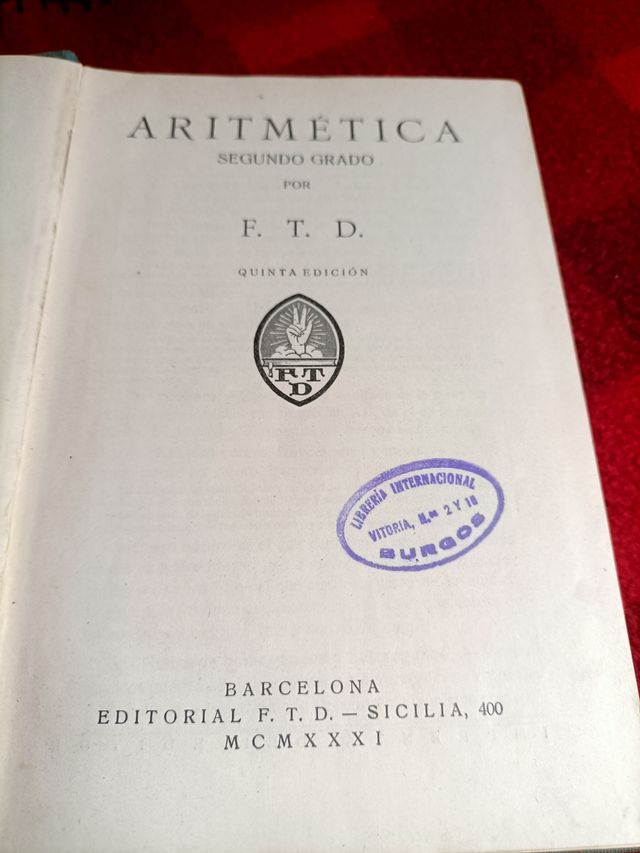 Aritmética segundo grado 1931