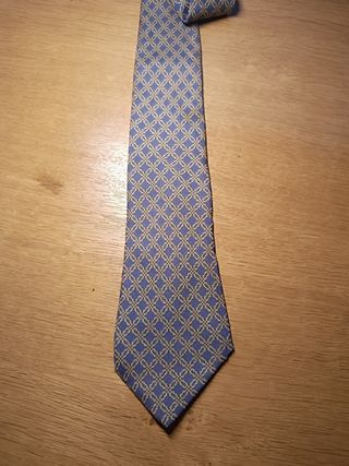 Corbata azul y dorada Hermēs seda 100% natural