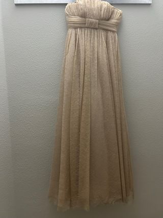 Vestido largo beige dorado fiesta