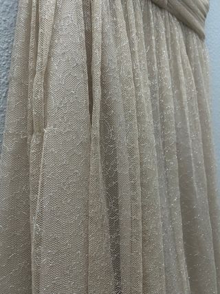 Vestido largo beige dorado fiesta