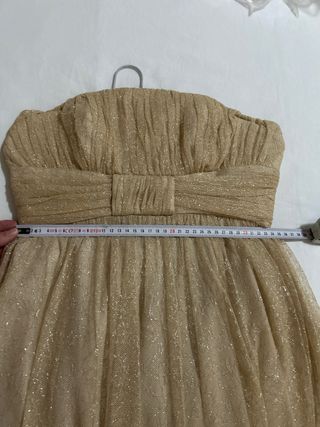 Vestido largo beige dorado fiesta