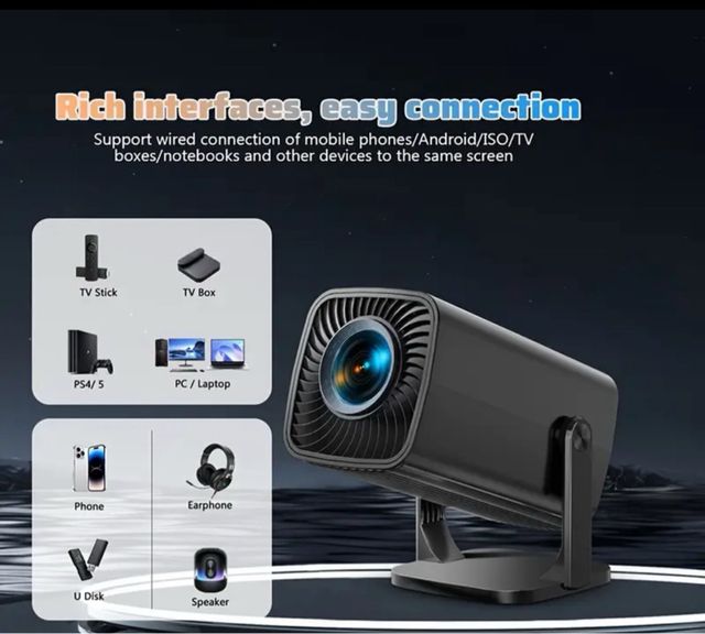 Mini proiettore portatile nero