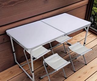 Mesa plegable camping playa con 4 sillas plegables