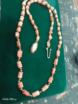 Collar coral rosa | plata