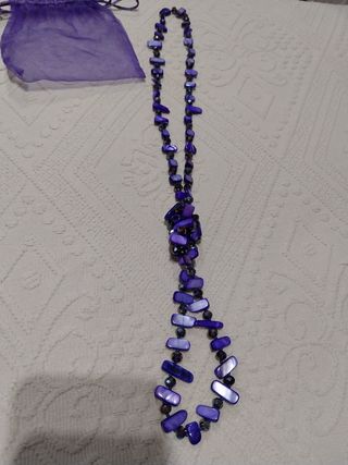 Collar largo morado - piedras cristal