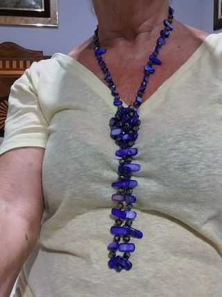Collar largo morado - piedras cristal