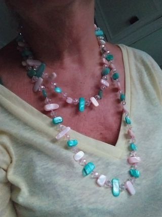 Collar largo morado - piedras cristal
