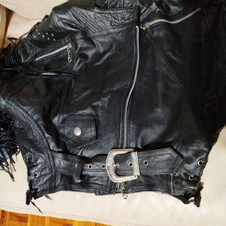 #042 Cazadora ViNTAGE  motorista cuero negro 1992