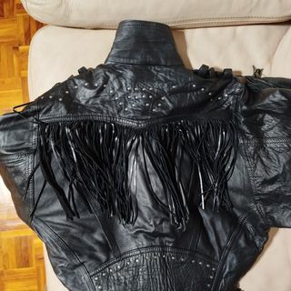 #042 Cazadora ViNTAGE  motorista cuero negro 1992