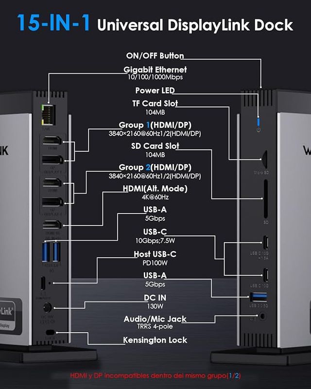 WAVLINK Displaylink WL-UG69PD13 Pro DockingStation