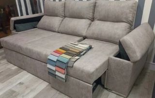 Sofá chaise longue beige