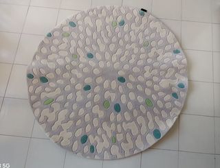 Tapete redondo lã - cinza e branco