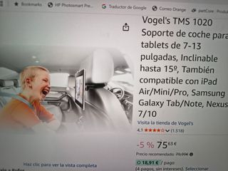 Soporte de coche Vogel TMS 1020 para tablet