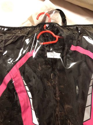 Cazadora moto mujer rosa-negra