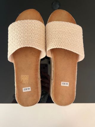 Sandalias planas plataforma beige mujer - EUR 39