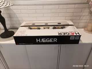 Cocina gas 3 fuegos HAEGER acerco inoxidable.