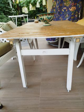 Mesa madera jardín - Madera blanca