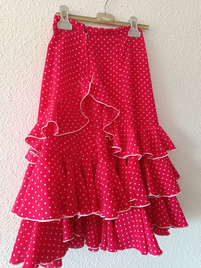 Falda Flamenca niña roja lunares
