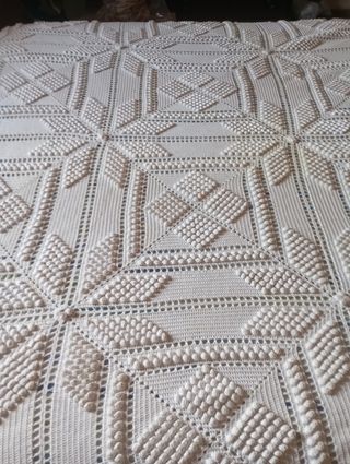 Colcha crochet algodón blanco